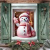 Saoplasa Christmas Party Banner 47x31 Inch Pink Snowman Window Cover