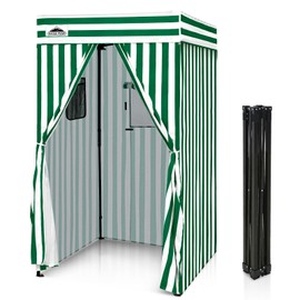 EAGLE PEAK Flex Compact 4x4 Pop-up Canopy Changing Room, Portable Privacy Dressing Room for Indoor Fashion Photoshoots, Camping, or Pool, White/Green