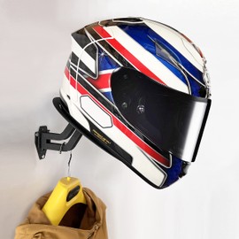 HUCK Helmet Holder Helmet Stand Garage Organizer Wall Mount Helmet Rack for Motorcycle Helmet, Hat, Coats(Basic, Black)