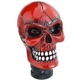 Lunsom Skull Gear Shift Head Resin Shifter Knob Car Transmission Shifting Stick Handle Fit Automatic Manual Vehicle (Red B)