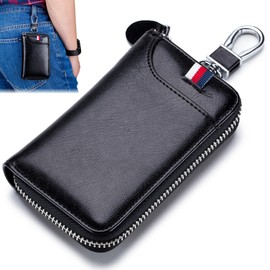 Mellbo Key Case, Genuine Leather, Cowhide Leather, Men's Smart Key Case, Popular, Car, Bill Holder, Card Key Case, Compatible with Smart Keys, 6 Rings, Black
