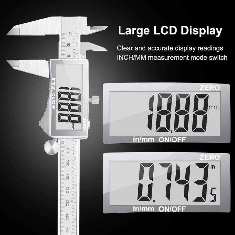 Digital Vernier Caliper, Preciva Electronic Caliper 150mm with Extraordinary LCD
