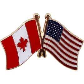 Canada and USA Metal Friendship Lapel Pin with Butterfly Clasp