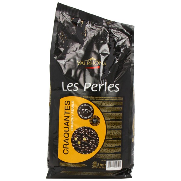 Valrhona French Chocolate - "Les Perles Craquantes" Crunchy Cereal Pearls Coated in Dark Chocolate, 55% Cocoa, 3kg./6.6lb.