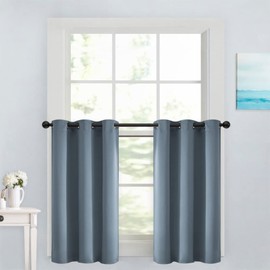 Yakamok Cortinas pequeñas sólidas para ventanas, cortinas de privacidad con ojales y aisladas térmicamente, cortinas oscuras para habitación, decorati