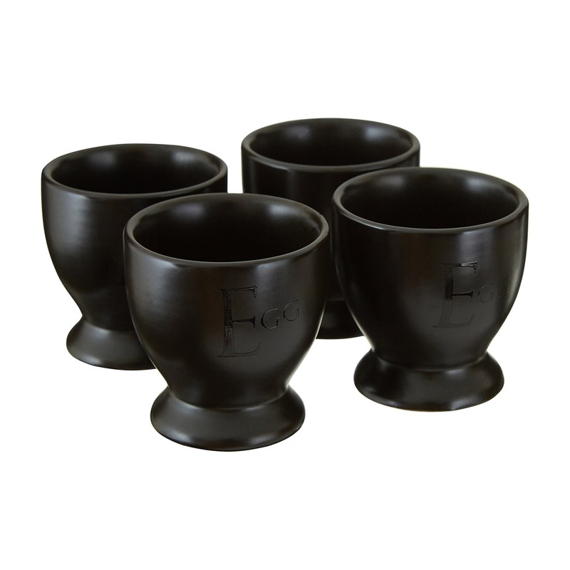 Premier Housewares Text Egg Cups - Black, Set of 4