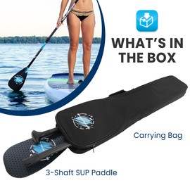 SereneLife Adjustable SUP Paddle - Adjustable 3-Piece Mix Carbonfiber Paddle, Lightweight & Comfortable to Use, Includes Carrying Bag w/ Zip and Handle, Comfortable Grip & Powerful Stroke