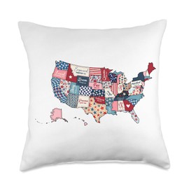 Christian America Patchwork God Says USA Bible Verse Quilt Throw Pillow
