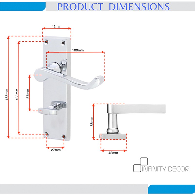 Infinity Decor Set of Polished Chrome Victorian Scroll Lever Door
