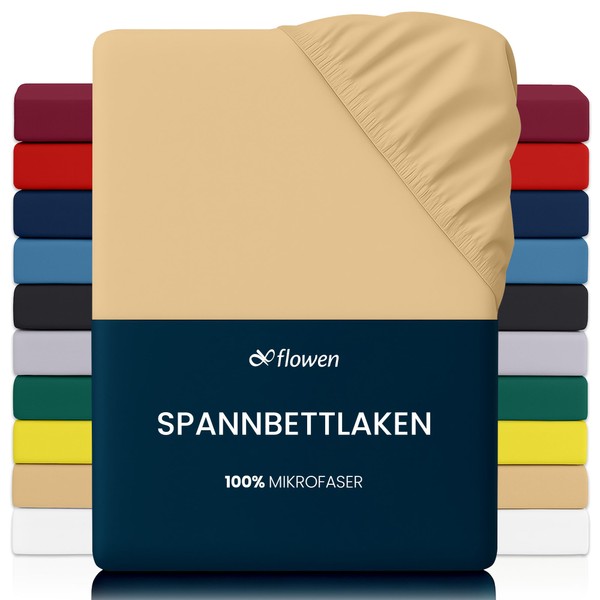 Flowen Fitted Sheet, 160 x 200 cm, Microfibre Fitted Sheet