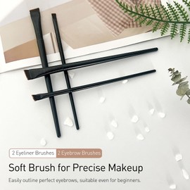 4 Pieces Black Fine Angled Eyeliner Brushes, Eye Liner brush, Ultra Thin Slanted Flat Angle for Beauty Cosmetic Tool