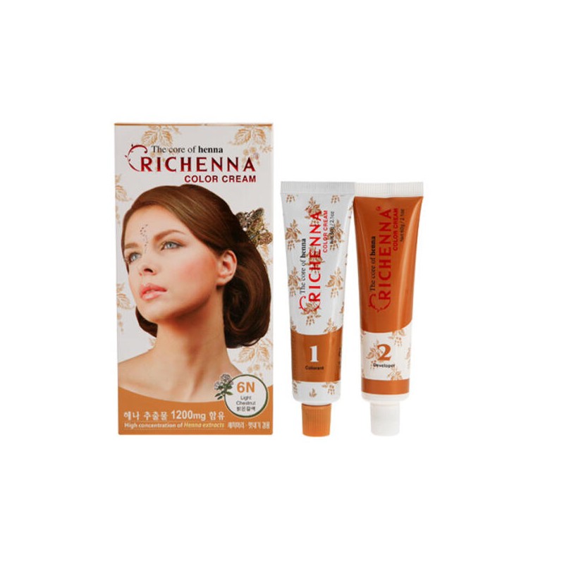 Richena 리체나염색약 리체나칼라크림 세화염모제 유료 [5MB(적갈색)] Richen Hair Dye Richena