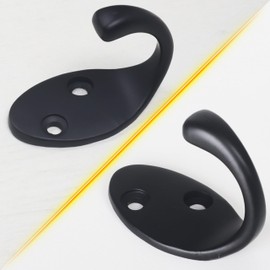 RICOO MH014-B2 Coat Hooks, Wall Hooks, Black, Set of 2, Wall Coat Rack, Metal, Vintage Coat Hooks, Coat Rack, Coat Rack