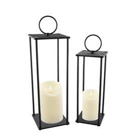 OYEFLY Rustic Farmhouse Lantern Decor,Lanterns Decorative Outdoor,Modern Farmhouse Lantern Decor Set of 2 (Black)