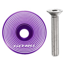 HARFINGTON Headset Stem Top Cap 1-1/4 Aluminum Alloy Cycling Headset Cover Stem with M6 Bolt for Mountain Bike Road Bicycle MTB, Purple