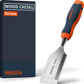 Presch Wood Chisel 50mm - Perfectly Polished for immediate use - for Professionals with 25° Angle - Robust Metal Impact Cap for Long-Lasting use - Ergonomic Handle for a Secure Hold