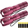 Victoper LED Flashlight 2 Pack Pink, Bright High Lumens Tactical