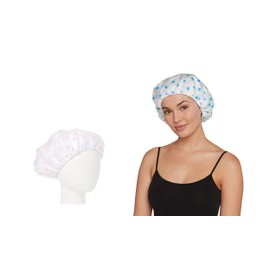 Turbie Twist Reversible Cotton Lined Shower Cap (2-PACK) (Pink and Blue Polka Dots)