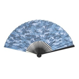HOSEKKEN [Luxury Folding Fan Brand Combines Traditional Craftsmanship and Modern Sensibility] Men's Gentleman [Super Long Camouflage/Navy] Simple Japanese Style Accessory, Japanese Pattern, Durable,
