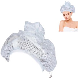 Net Plopping Cap für Lockiges Haar,Hair Bonnet zum Trocknen Von Lockigem Haar,Trockenhauben für Lockigem Haare,Haarnetz Plopping Haube mit Verstellbarem Kordelzug,Net Plopping Cap forDrying Curly Hair