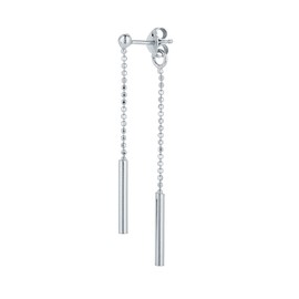 Vanbelle Rhodium Plated 925 Sterling Silver Multi Bar Front & Back Dangling Earrings for Women, Sterling Silver