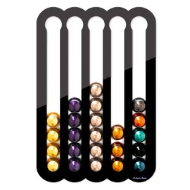 Demi's Home Adhesive Coffee Pod Holder for Nespresso Original Capsules (Measure Before Purchase) - Suitable to be Mounted Inside/Under the Cabinet or on the Wall (Black)