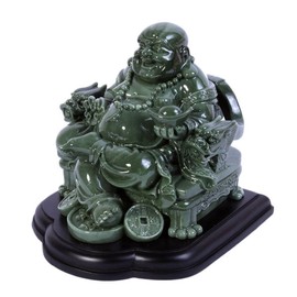 Feng Shui Big Laughing Buddha of Wealth/Happiness + Free Red String Bracelet W9012