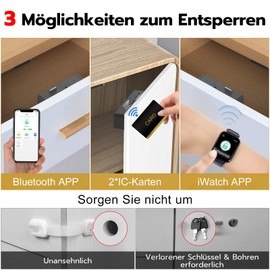 Anweller Smart Drawer Lock, Electronic Cabinet Lock, Furniture Lock with App, NFC Lock, Letterbox Lock, Child Safety Cabinet for Cupboard, Drawer, Box, Lockers, Black