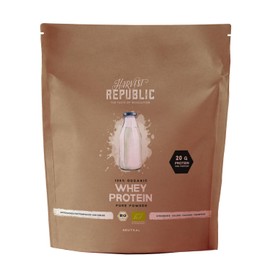 HARVEST REPUBLIC Bio Whey Protein Pulver Natur 750 g | Eiweiß Protein Pulver aus Bio Molke | Molkenproteine für Muskelaufbau | bis zu 20 g Protein pro Portion | Bio Proteinpulver ohne Zusatzstoffe
