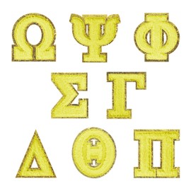 8PCS　Iron on Greek Letters　Patches　Gold　Purple　Chenille　Greek　Letters　Glitter　Greek　Patches　Sequin　Sorority　Gifts　for Clothing Hats Shirts Repairing Jeans Bags Craft