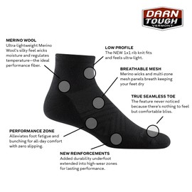 Darn Tough (1055) Run Coolmax 1/4 Ultra-Lightweight with Cushion Men's Sock - (White, Large)
