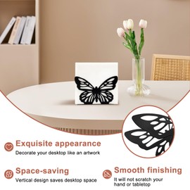 Butterfly Design Napkin Holder for Table,Metal Standing Napkin Dispenser for 6-inch Paper Napkins,Black Metal Napkin Storage for Kitchen Dining Room Coffee Bar,Mail Letter Sorter Rack