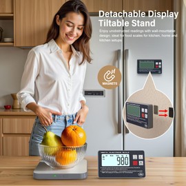 Digital Kitchen Food Scale - Detachable Display Electronic Weight Scale, 304 Stainless Steel Platform, Measuring in Grams & Ounces for Baking, Bread & Coffee, Backlit LCD, Wall-Mount & Tilt Stand