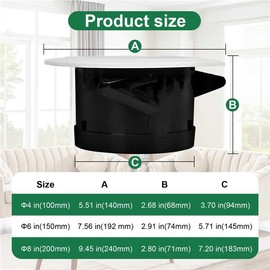 Soffit Vents 4 Inch, Round Exhaust Air Vent Cover with Built-in Fly Screen for Bathroom Kithchen Office Home, White 2P 100mm