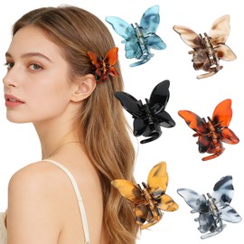 MOTIBACK 6PCS Butterfly Hair Clips, 1.8inch Butterfly Clips Claws for Fine Hair, Small Hair Claw Clips for Girls & Women