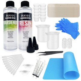 Epoxy Resin Kit Liquid Glass Epoxy Resin Molds Silicone Kit Bundle | Pixiss Easy Mix 1:1 (17-Ounce Kit) | Epoxy Resin Mixing Cups and Supplies for Tumblers, Jewelry Resin, Molds, Crafting Resin Kit