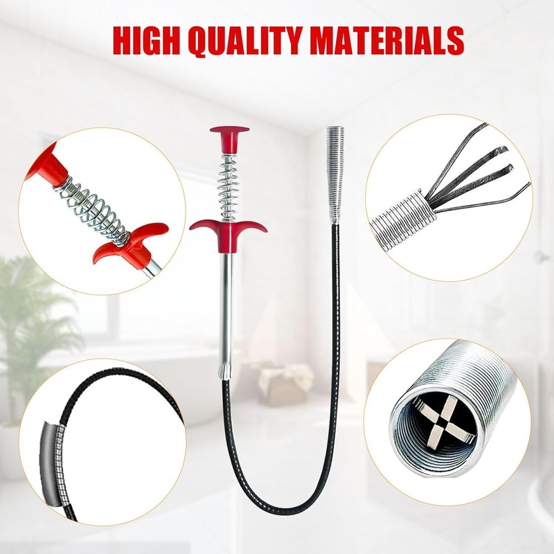 2-Pack Drain Snake & Clog Remover Tool (35'' & 79'')