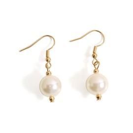 ALRNBY Pearl Dangle Earrings for Women Trendy Gold Plated Pearl Drop Earrings Wedding Fashion Jewelry Gift