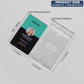 BETOOM 3 Pack Hard Plastic Badge Holder-Vertical Heavy Duty ID Card Holder for Badges-Rigid Case Single ID Protector with Easy Access Thumb Slot for Clips,Lanyards & Reels-Frosted Clear