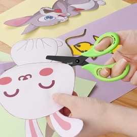 Asdirne Kids Black Coated Scissors, Safety Children Scissors, Craft Scissors with Blunt Tip Stainless Steel Blades and Soft Grip, Great for Home and School, Assorted Color, 13.5cm, 5 Pack