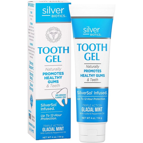 SilverBiotics Colloidal Silver Tooth Gel | All Natural, Healthy Teeth & Gums | 12 Hours of Protection (Glacial Mint)