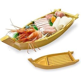 Echizen Heoya Boat Server, 1 Piece, 1 Person Boat (Small, Serves 1 to 2 People) (11.8 x 4.7 inches (30 x 12 cm), Includes Chaster, Includes Sawoki, Plastic Sashimi Dish, Stylish Container, Ships Bowls, Sashimi Boat