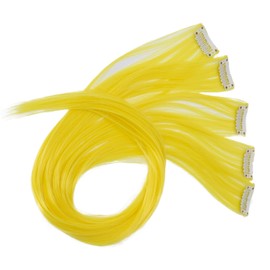 CAISHA by PRETTYSHOP BST121 5-Piece Set, 60 cm, Colourful Strands, Clip-In Extensions, Straight, Long Hair Hairpiece, Yellow
