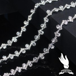 PEARLY JUN 273 cm Crystal Rhinestone Chain for Sewing Rhinestone Ribbon for Sewing Leather Shoes Rhinestones Tassel Chain DIY Bouquet Decoration Clothing Wedding Headwear