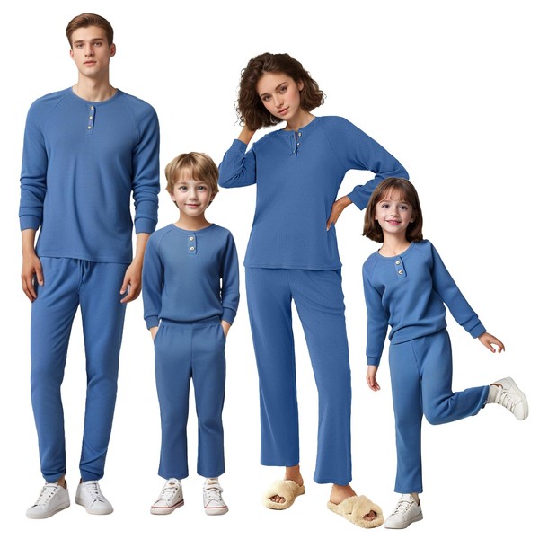 IFFEI Waffle Knit Family Matching Pajamas Sets 2 Piece Lounge