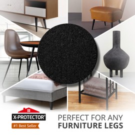 X-PROTECTOR Felt Furniture Pads - 24 PCS 2" - Felt Pads Floor Protectors - Chair Felt Pads - Felt Pads for Furniture Feet - Furniture Pads for Hardwood Floors - Protect Your Floors! (Black, Round)