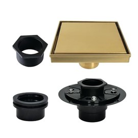 Kingston Brass BSFK6627 Watercourse 6" Square Shower Drain with Flange, 6'' (L) x 6'' (W) x 2-3/4'' (H), Brushed Brass