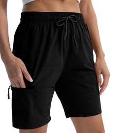 EBANKU Women's Hiking Cargo Shorts Black