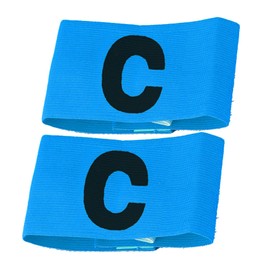 TROTH Captain's Armbands - Adult & Youths Elastic Sports Arm Band - Adjustable Captain Armbands for Football, Soccer, Hockey, Rugby etc. (Blue, Junior (2 Pack))