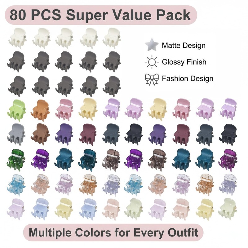 80 Pcs Mini Hair Claw Clips for Women Bangs Strong